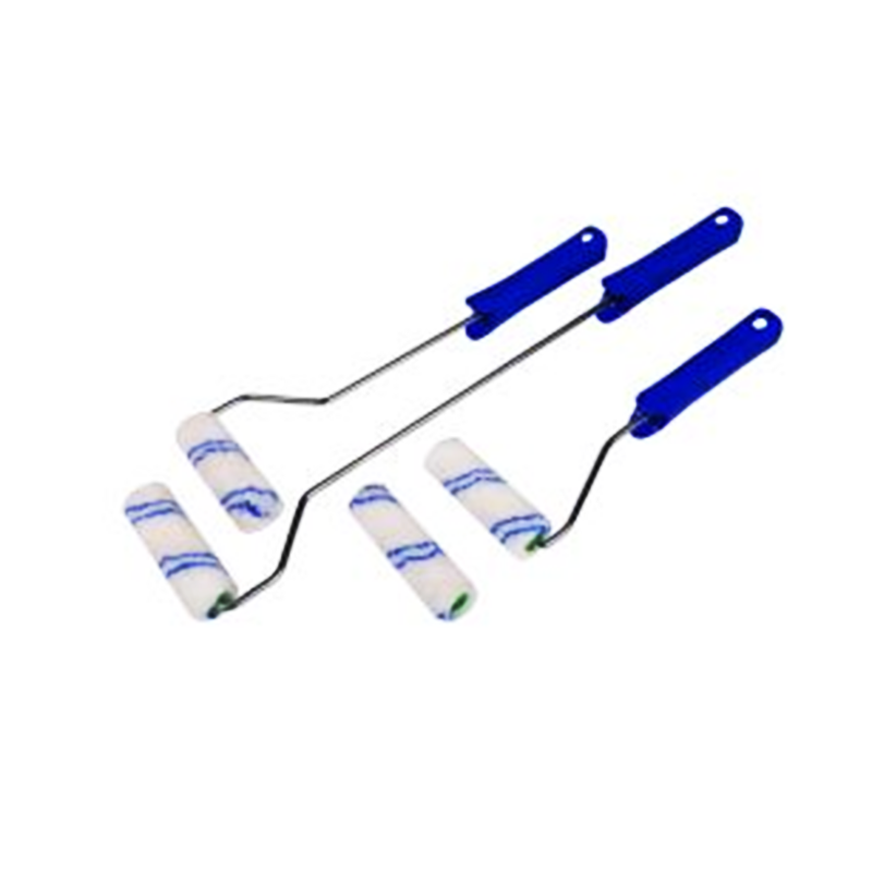 Mini rouleau à peinture en polyester à double rayures bleues de 4 po