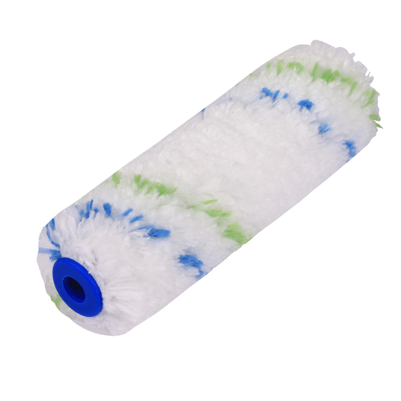 Mini rouleau à peinture en microfibre à rayures bleues et vertes de 4 po
