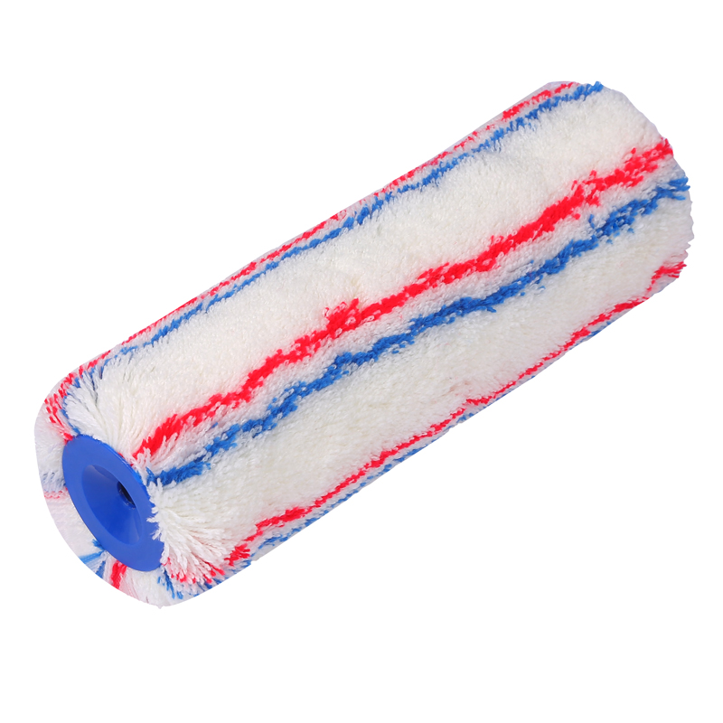 Rouleaux de peinture cousus par courroies rouges et bleues avec la couverture molle capitonnée douce de rouleau d'éponge